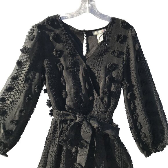 Black Sheer Lined Romper Womens M Whimsygoth Fairy Feminine Sexy Made England - Picture 3 of 11